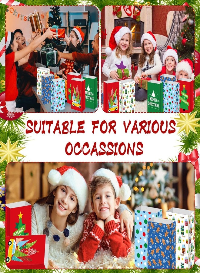Kolldenn 120 Pcs Christmas Gift Bags Bulk 6 Styles Christmas Treat Bags 9.5 x 5.1 x 3.15 Inch Paper Goodie Pouches for Gifts Candy Snacks Lunch Holiday Party Supplies(Cute) - Image 3